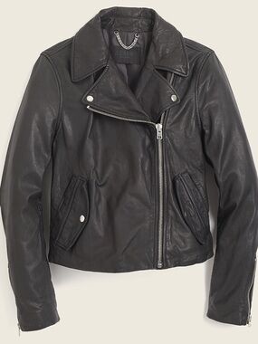 J. Crew washed leather motorcycle jacket, XXS